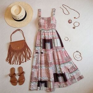 💜 ASOS 》VIOLET ROMANCE 2 for $25 Patchwork Print Cross-back Maxi Dress